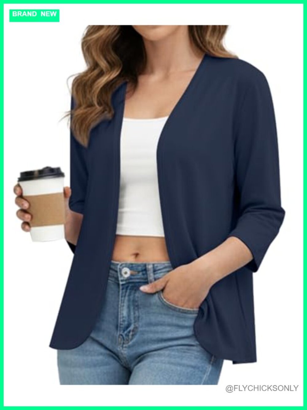 Women's 3/4 Sleeve Open Front Cardigan Lightweight Soft Knit